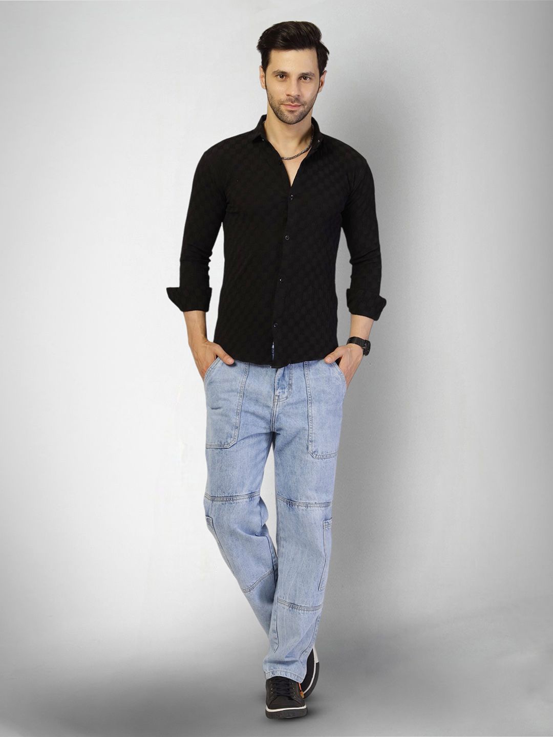 

Moda Rapido Men Original Opaque Casual Shirt, Black