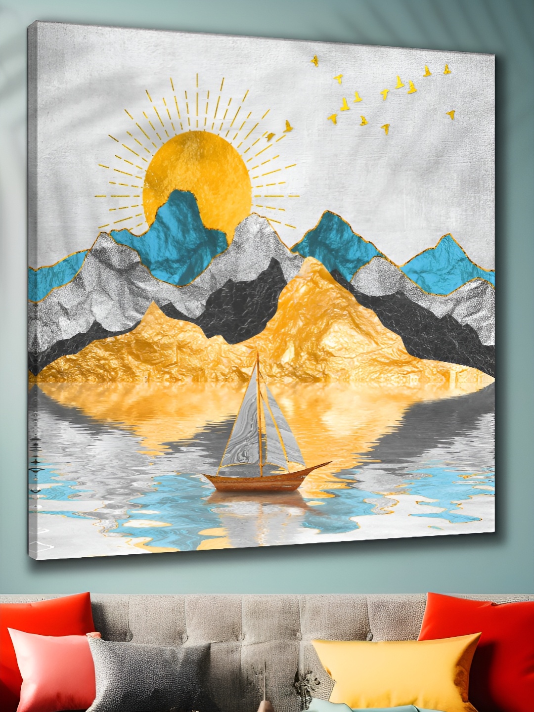 

Myntra Elegant Homes Gold-Toned & White 1 Piece Canvas Abstract Wall Paintings
