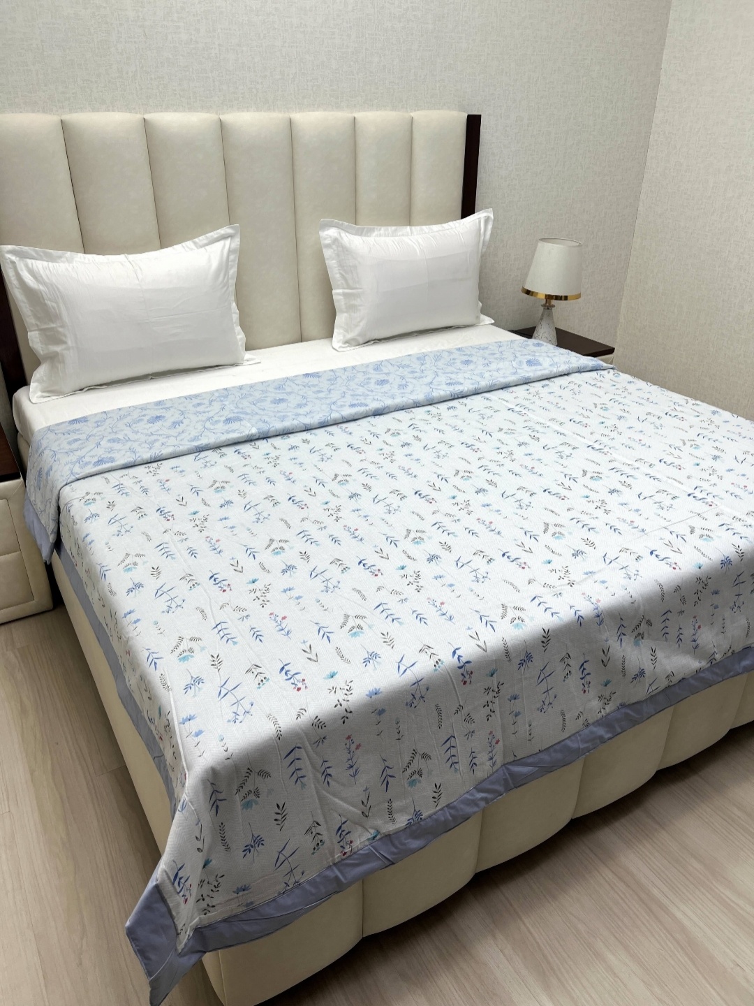 

Pure Decor Blue & White Floral AC Room Double Bed Dohar