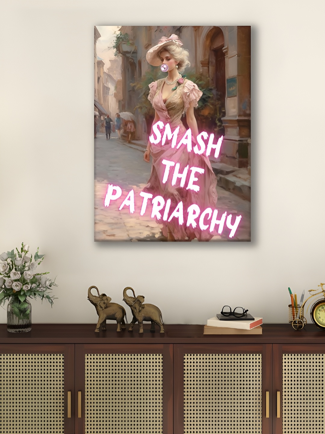

Myntra Elegant Homes White & Pink 1 Piece Canvas Other Wall Paintings