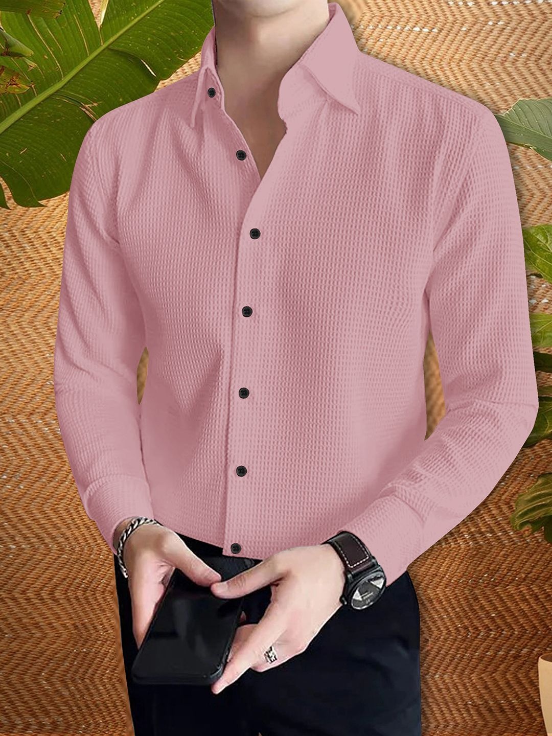 

Moda Rapido Men Original Opaque Casual Shirt, Pink