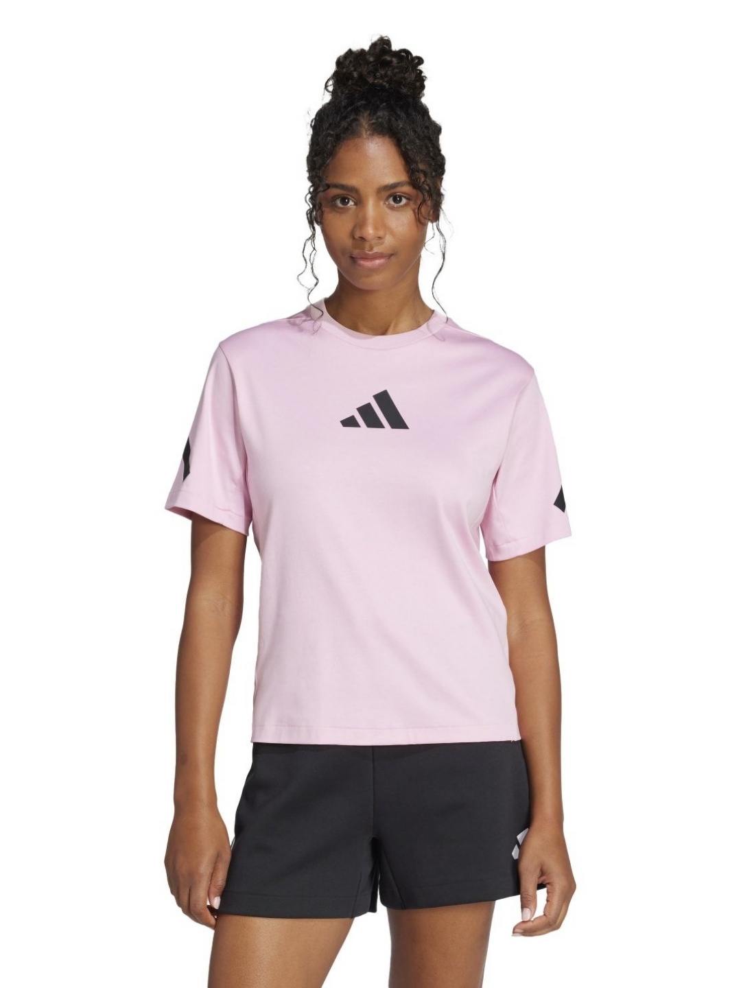 

ADIDAS Originals Women Printed V-Neck Pockets T-shirt, Pink