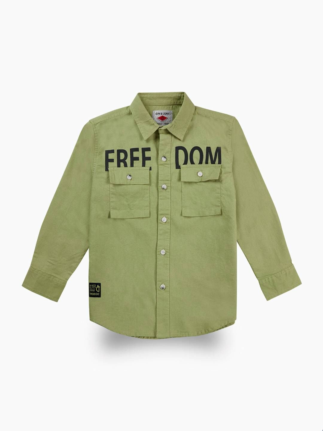

Gini and Jony Boys Comfort Opaque Printed Casual Shirt, Olive