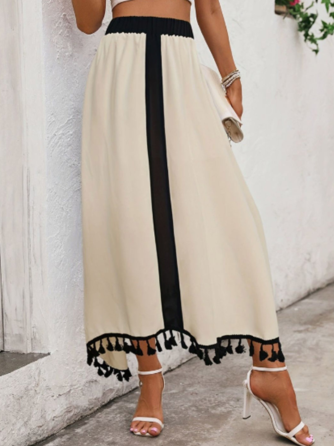 

HERE&NOW A-Line Midi Skirt, Beige