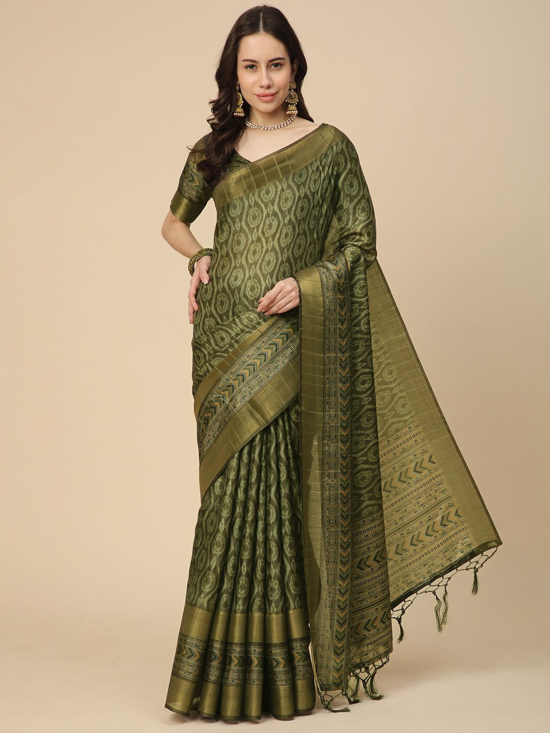 

RATAN Zari Art Silk Saree, Green