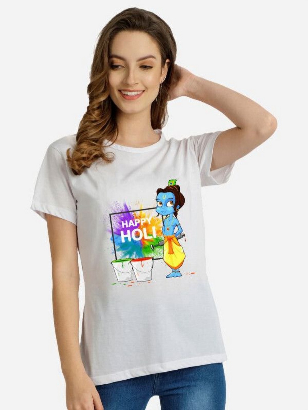 

Moda Rapido Women Holi Printed Tshirt, White