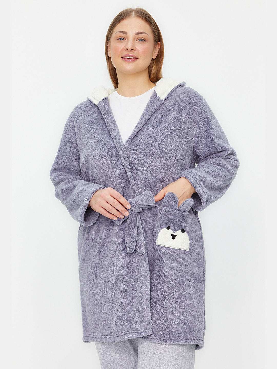 

Trendyol Hooded Neck Robe, Grey