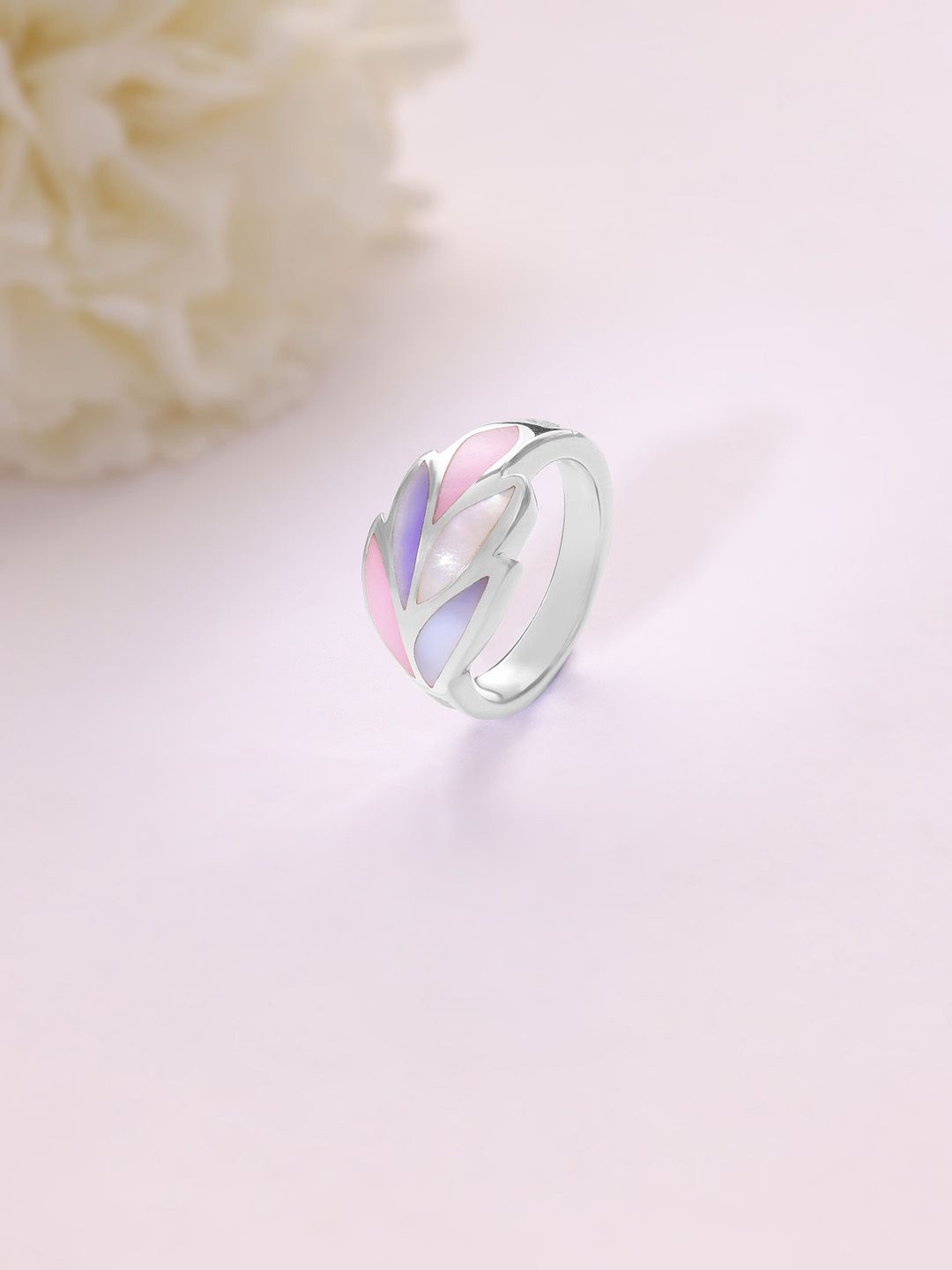 

Mia by Tanishq 925 Sterling Silver Mother of Pearl Studded Paste Finger Ring