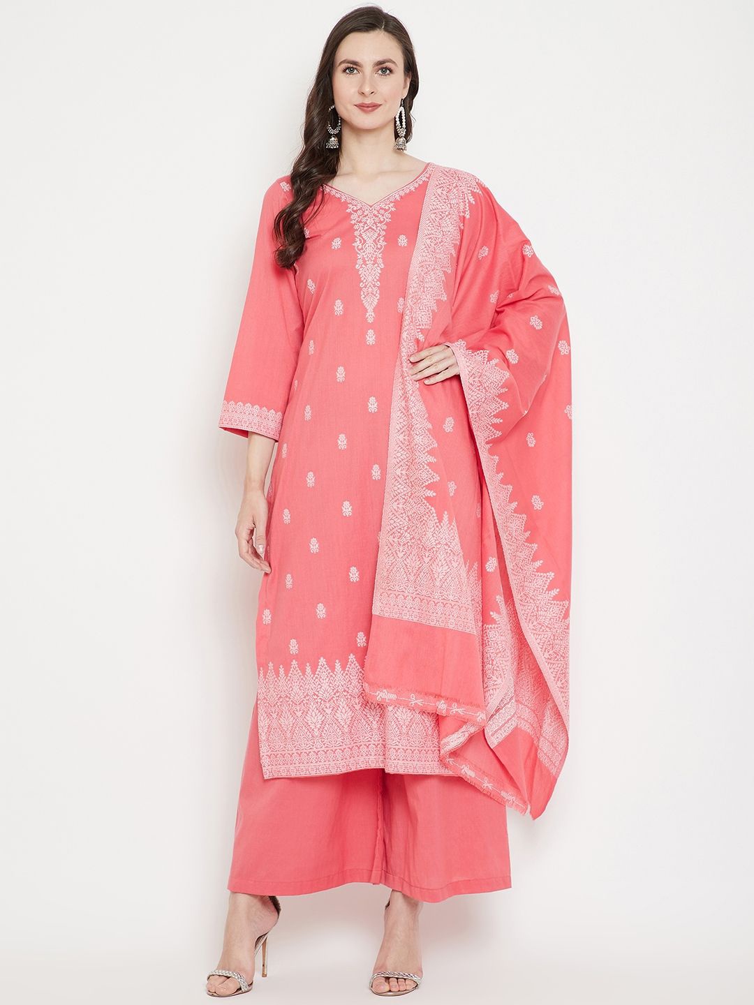 

Safaa Unstitched Dress Material, Peach