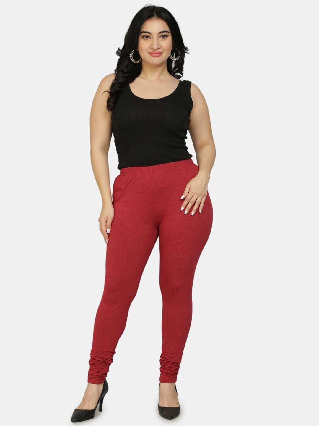 

URBAN KANYA Mid-Rise Ankle-Length Leggings, Maroon