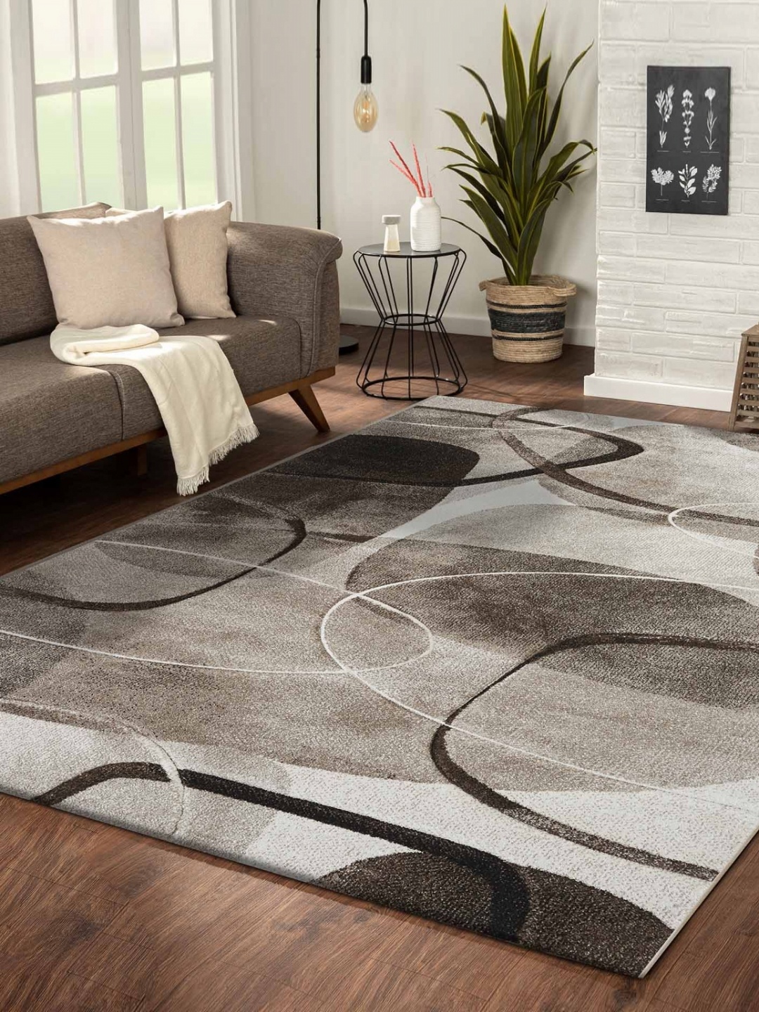 

OBSESSIONS Cream-Coloured Abstract Anti-Skid Polypropylene Carpet