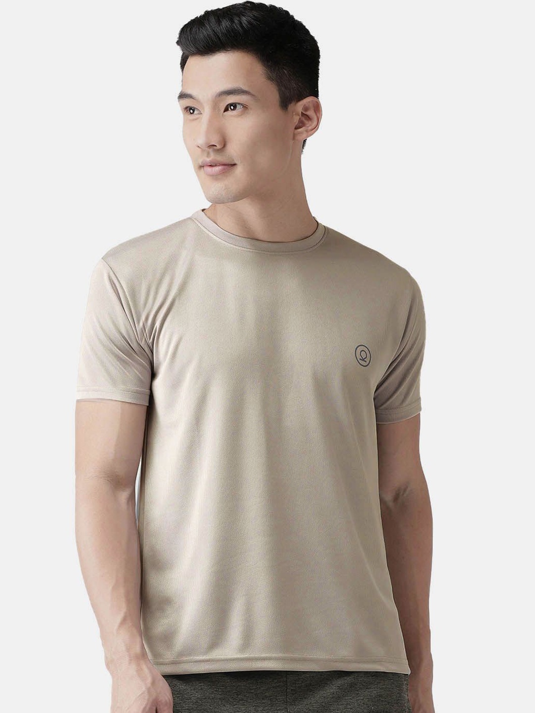 

CHKOKKO Men Solid Regular Fit Sports Tshirt, Beige