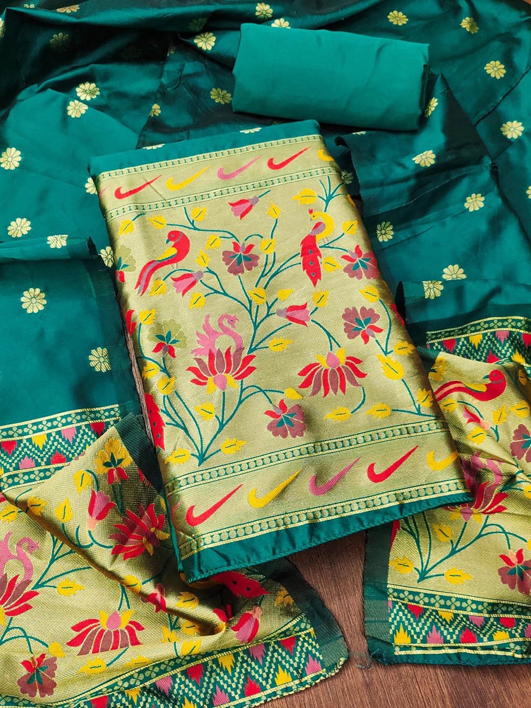 

Panzora Unstitched Dress Material, Teal