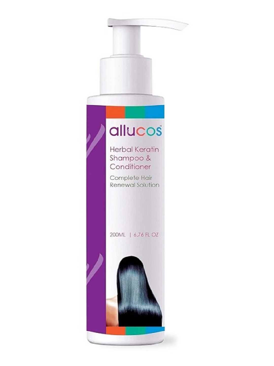 

ALLUCOS Herbal Keratin Shampoo & Conditioner With Hydrolyzed Keratin - 200 ml, White