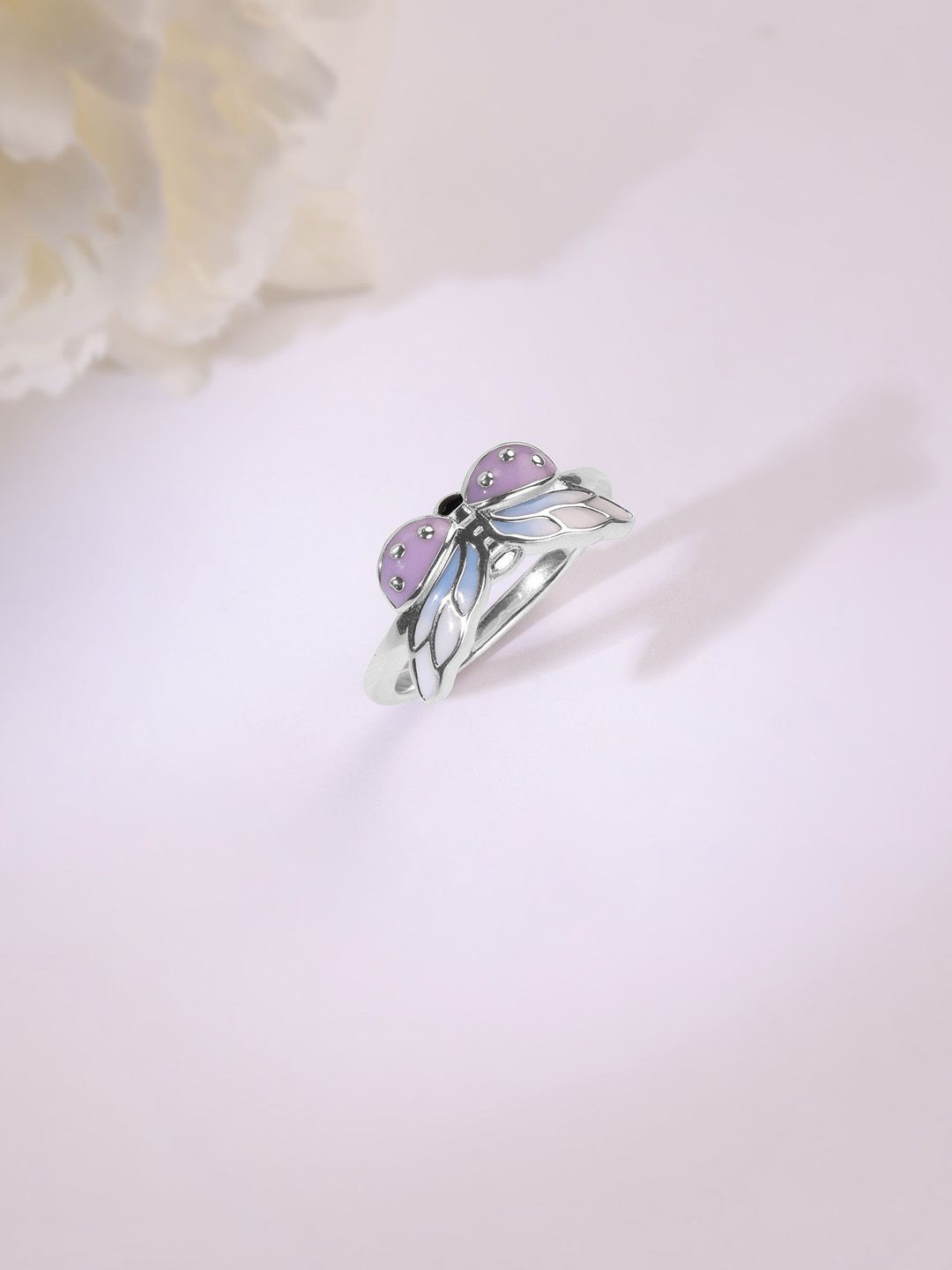 

Mia by Tanishq 925 Sterling Silver Enamel Detail Blissful Ladybug Finger Ring