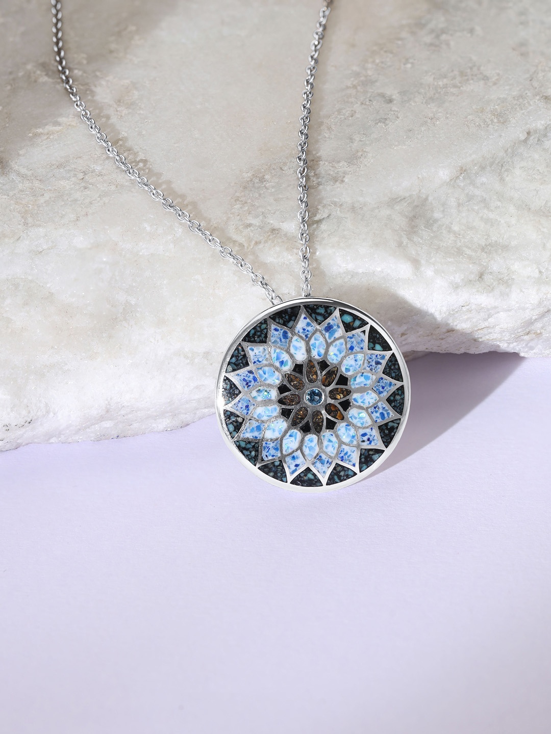 

Mia by Tanishq Silver Mosaic Shine Circular Pendant