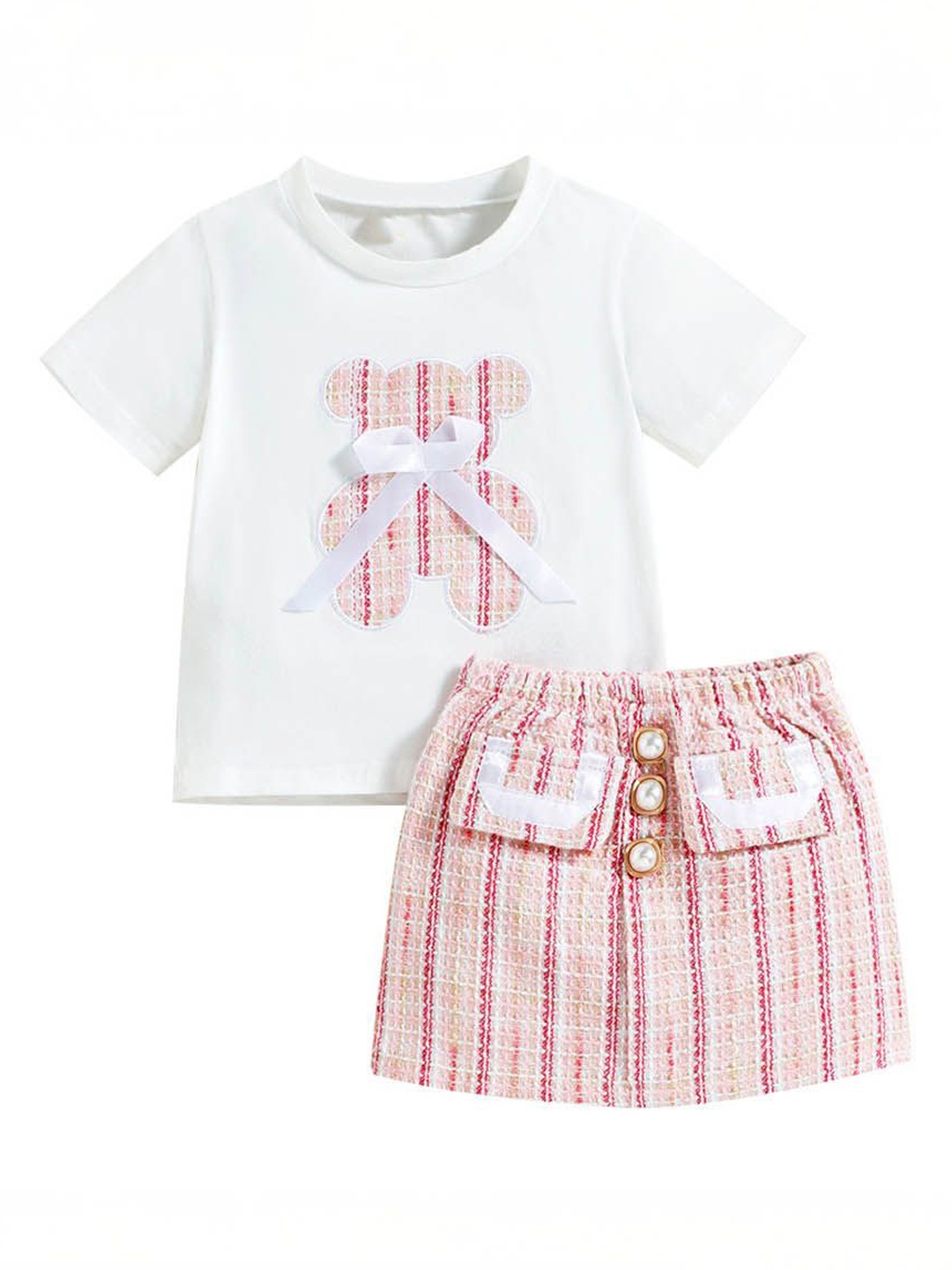 

Xsole Girls Printed Round Neck Top With Shirt, White