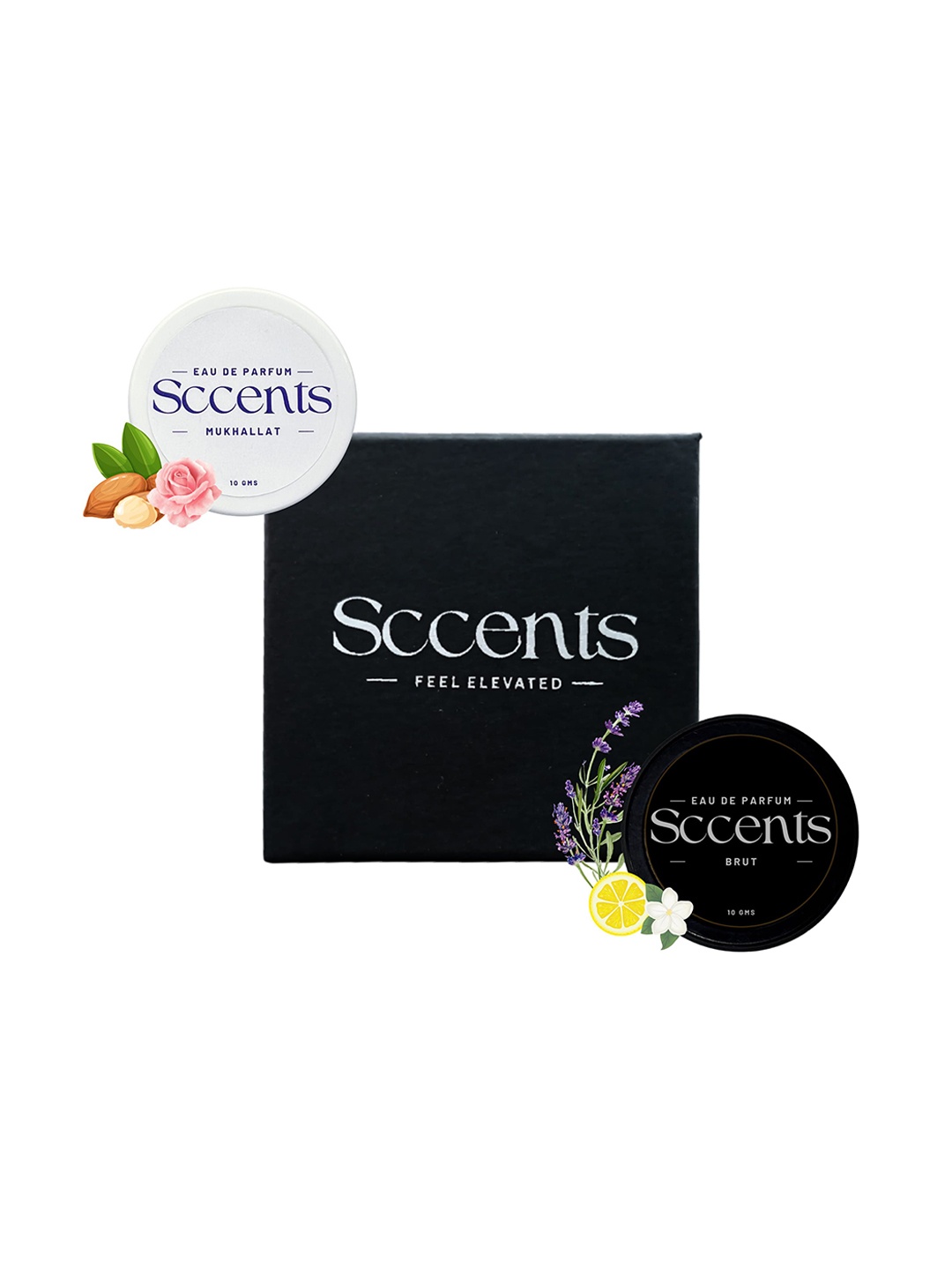 

Sccents Set Of 2 Mukhallat & Brut Long Lasting Solid Perfume - 10 g Each, White