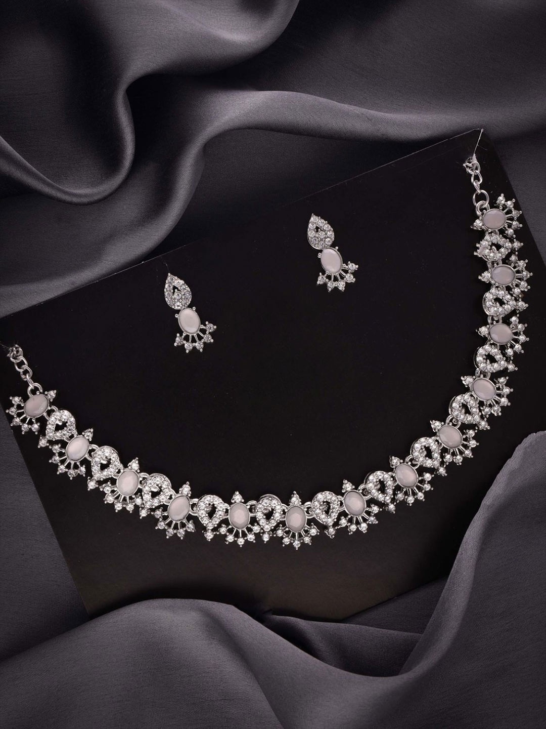 

DIVASTRI Set Of 2 Gold-Plated American Diamond Studded Jewellery Set