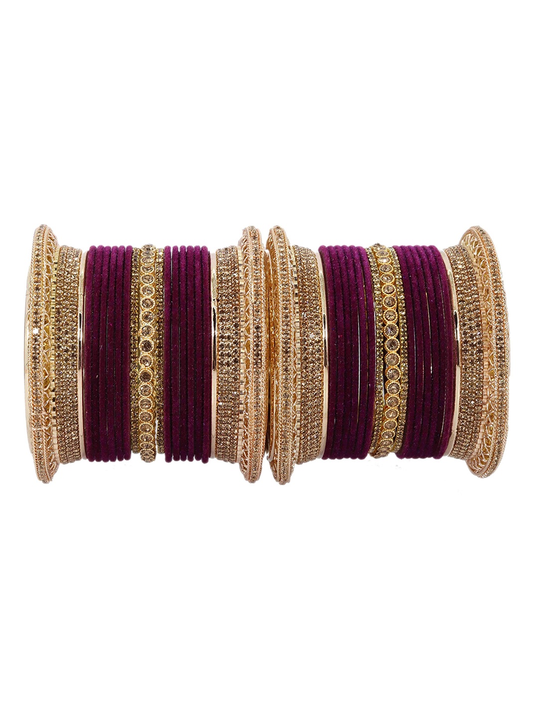 

ZULKA Set Of 34 CZ Stone Studded Bangles, Gold
