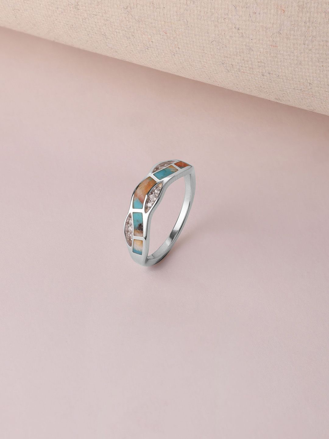 

Mia by Tanishq 925 Sterling Silver Cubic Zirconia Studded Mosaic Luxe Finger Ring