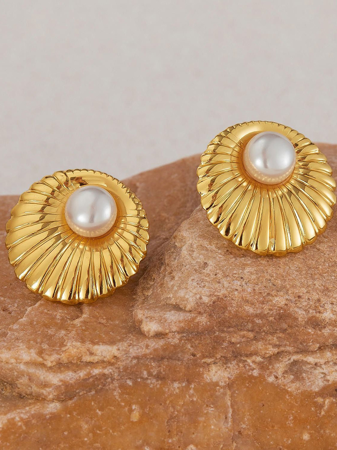 

KRYSTALZ Stainless Steel Gold-Plated Contemporary Shaped Studs