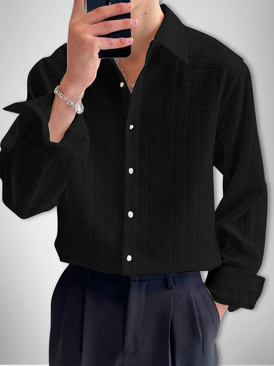 

Moda Rapido Men Original Opaque Casual Shirt, Black