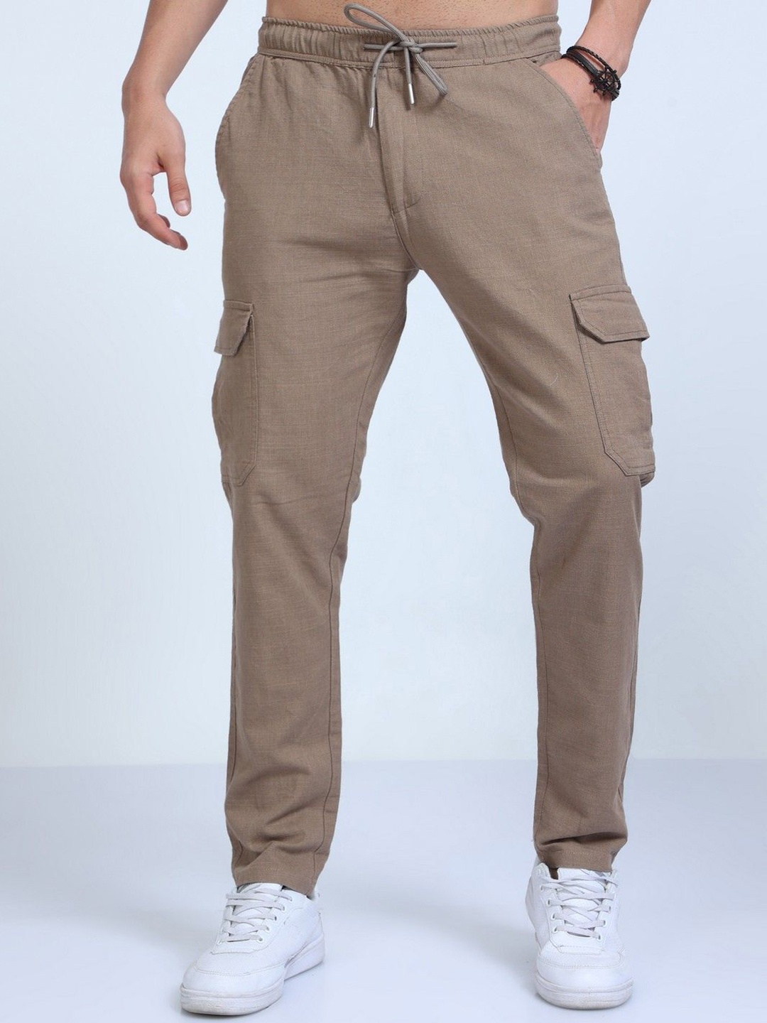 

THE BEETEL HOUSE Men Relaxed Lazy Linen Pants, Camel brown