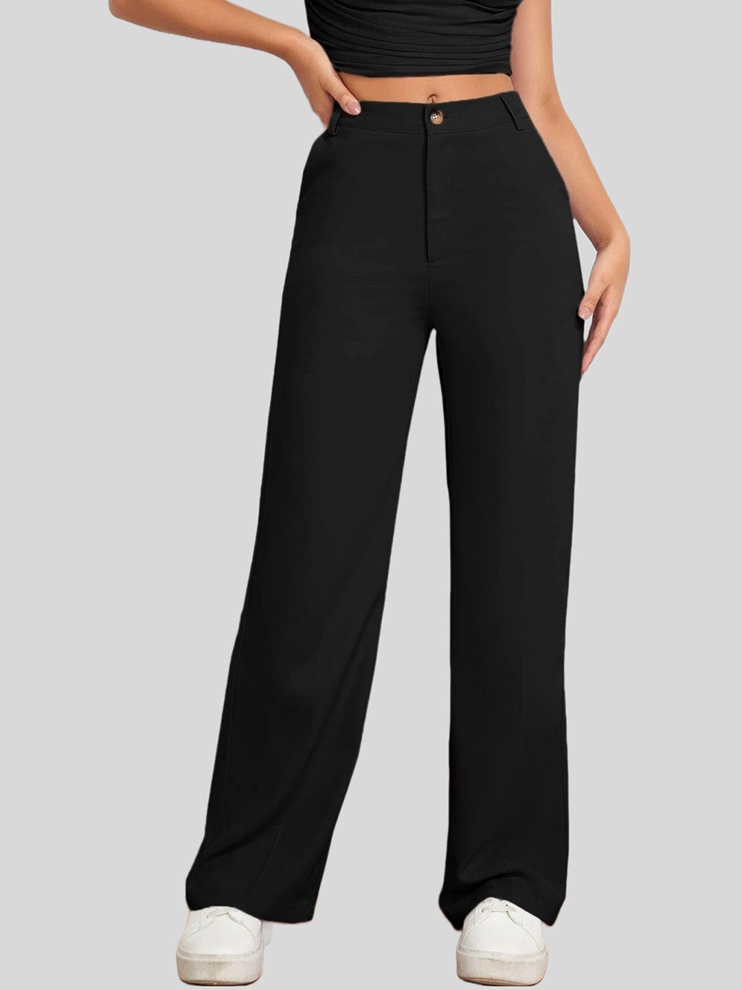 

Chemistry Women Original Straight Fit High-Rise Trousers, Black