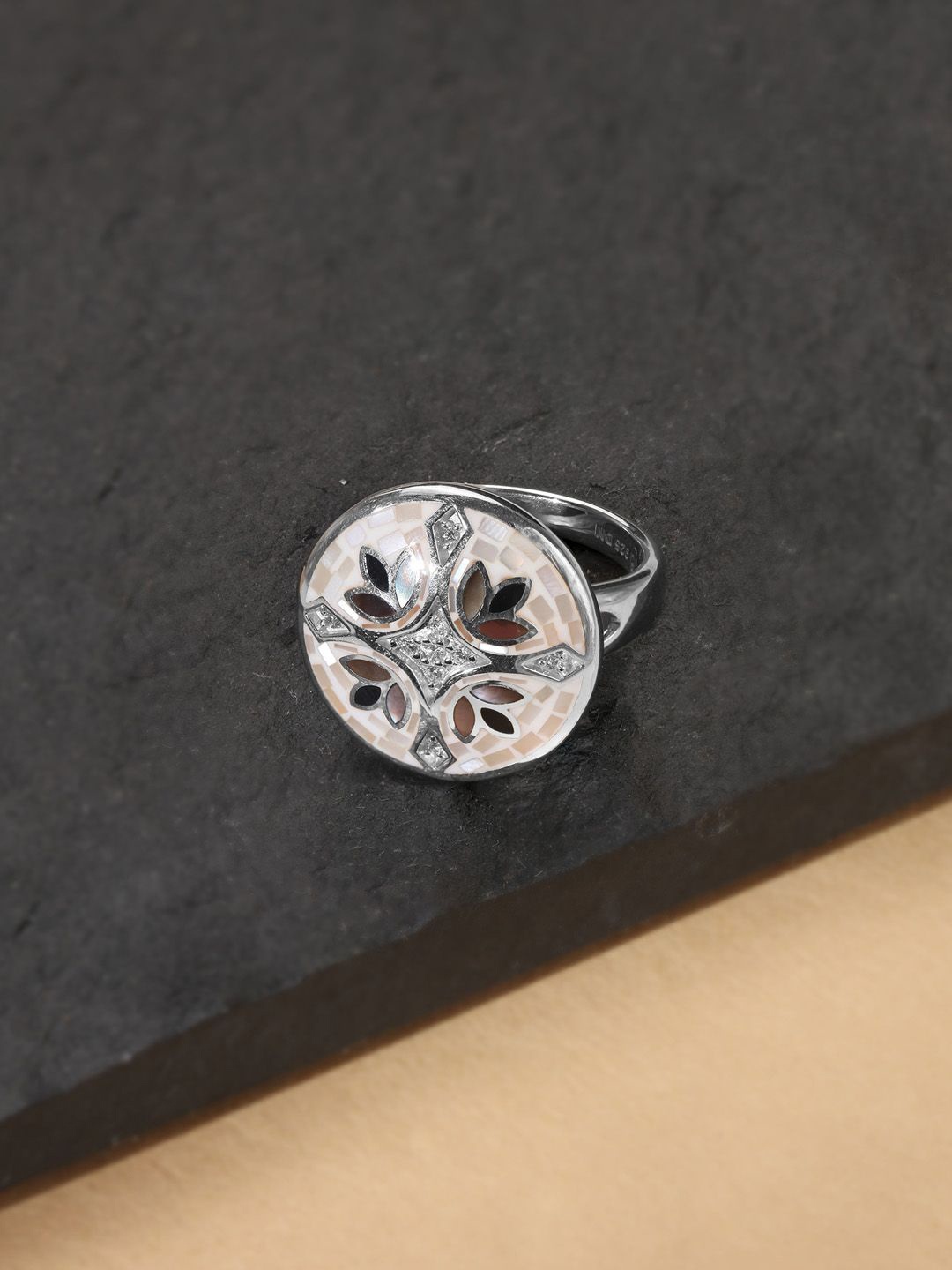 

Mia by Tanishq 925 Sterling Silver Cubic Zirconia Studded Enamelled Starry Finger Ring