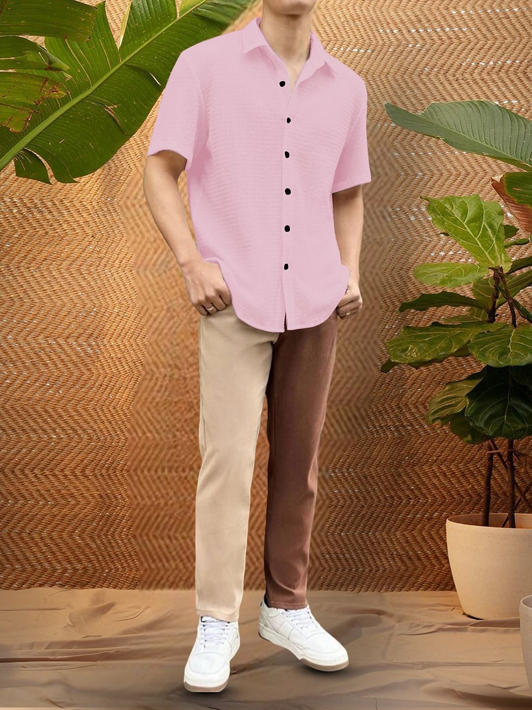 

Moda Rapido Men Original Opaque Casual Shirt, Pink