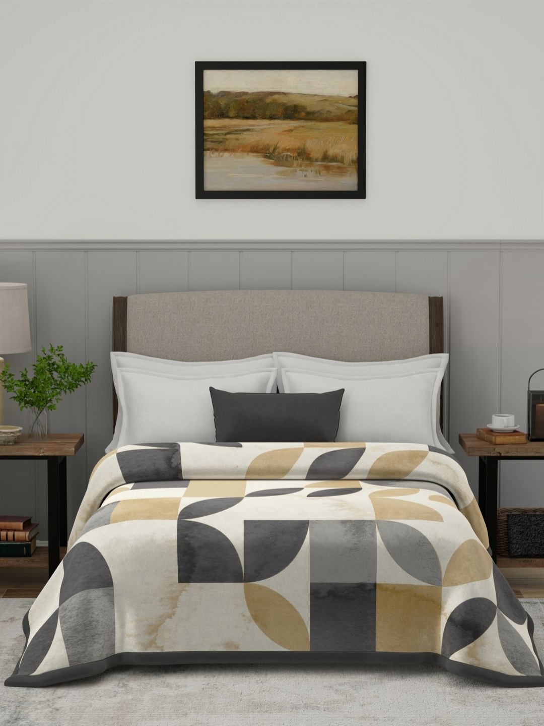 

MYTRIDENT White & Black Ethnic Motifs Heavy Winter Double Bed Blanket