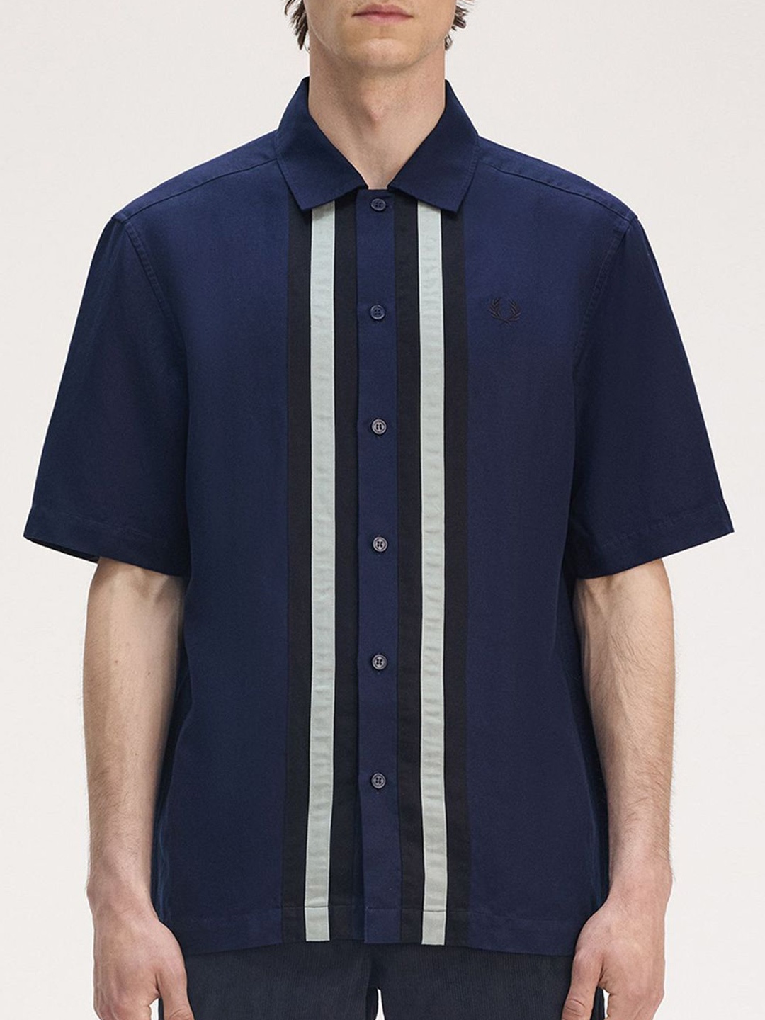 

Fred Perry Men Slim Fit Opaque Casual Shirt, Blue