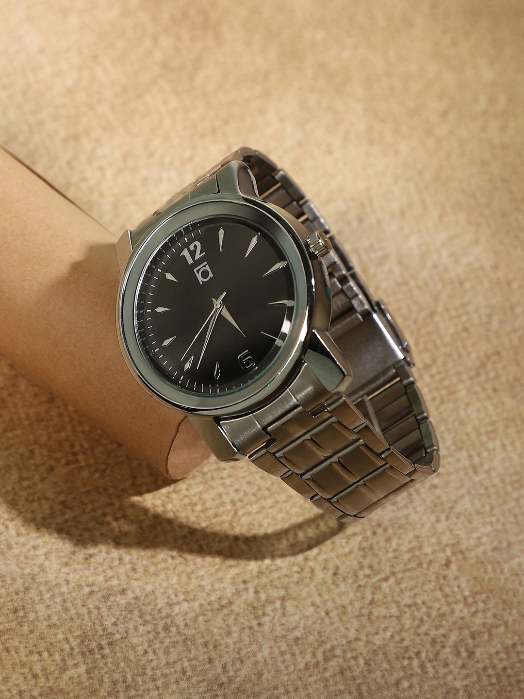 

French Accent Men Embellished Dial & Stainless Steel Bracelet Style Straps Analogue Watch SW25_FAWC1008, Silver