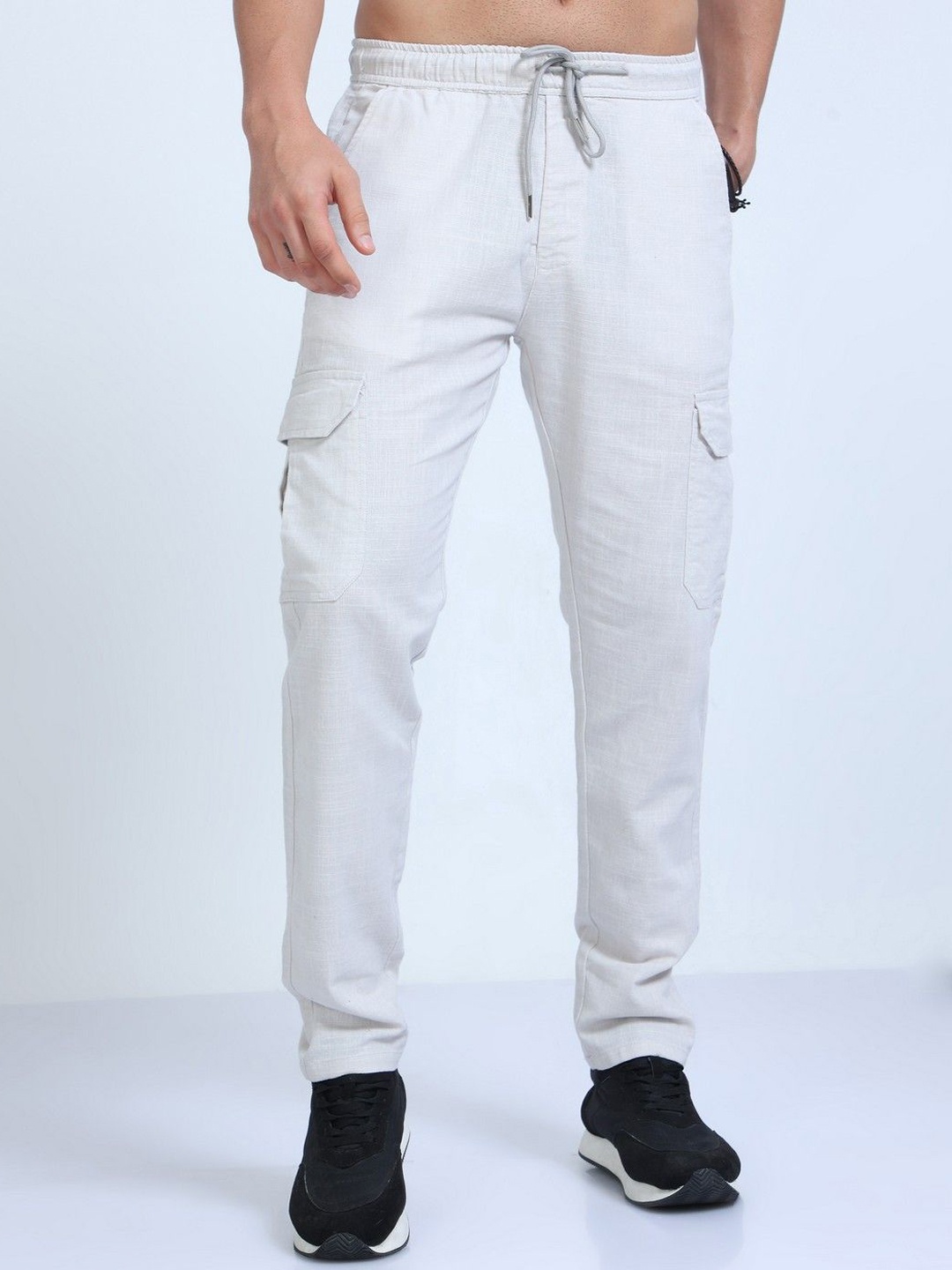 

THE BEETEL HOUSE Men Relaxed Lazy Linen Pants, Off white