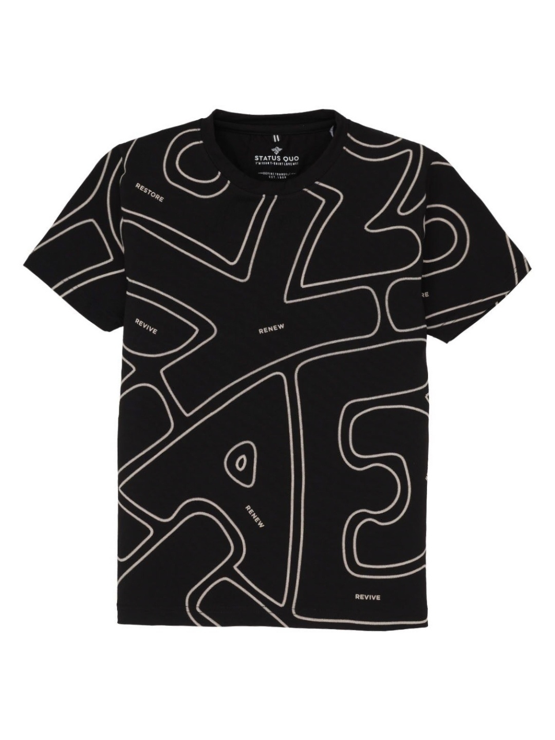 

Status Quo Boys Typography Printed Raw Edge T-shirt, Black