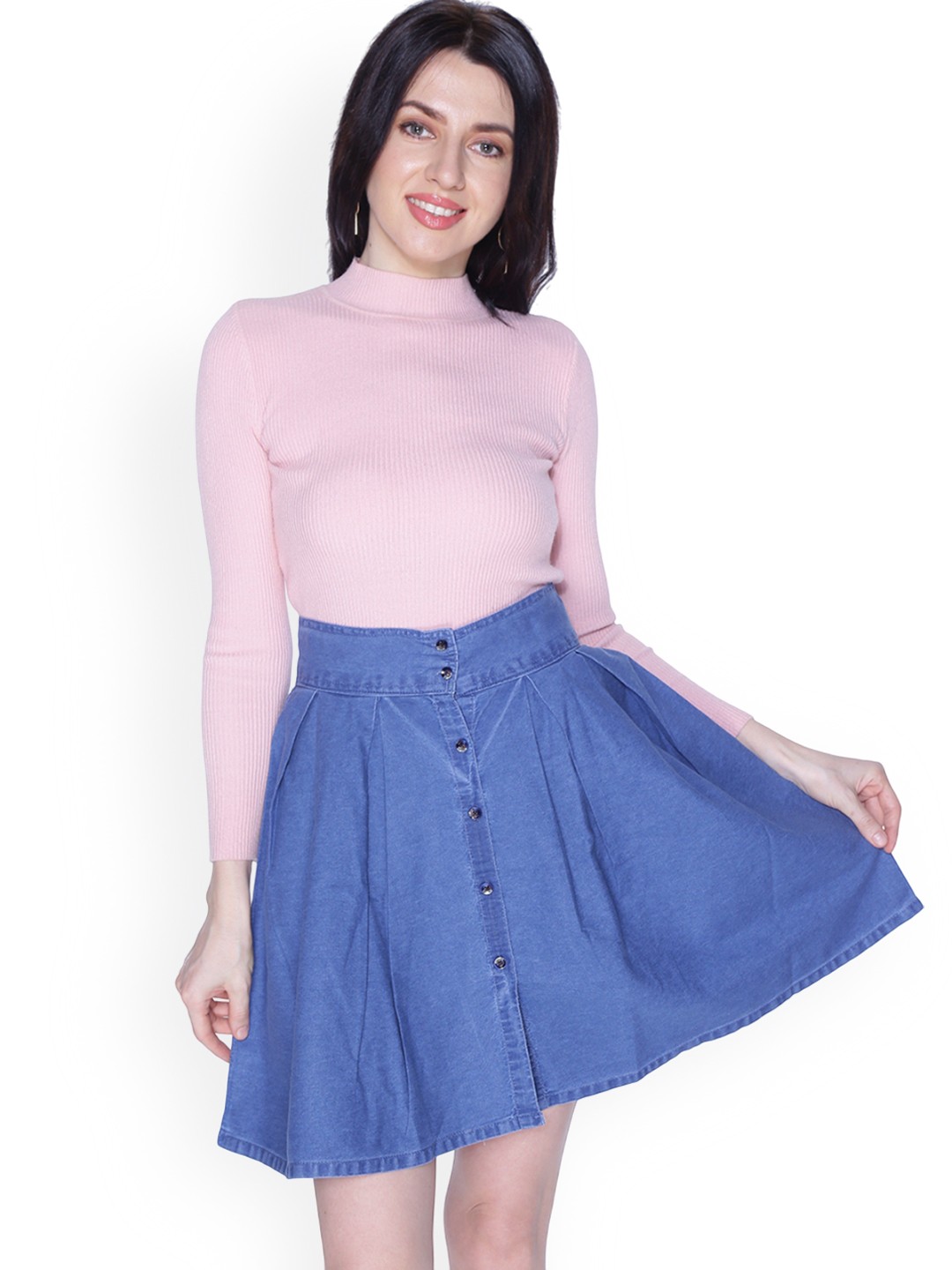 

CEFALU Flared Above Knee Skirt, Blue
