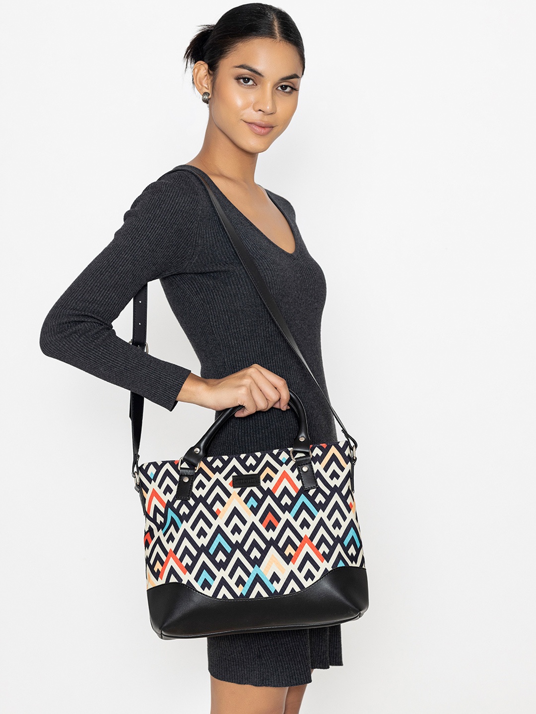 

Anouk Geometric Printed Structured Handheld Bag, Multi