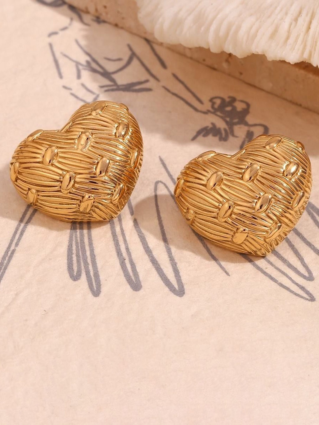 

KRYSTALZ Stainless Steel Gold-Plated Heart Shaped Studs