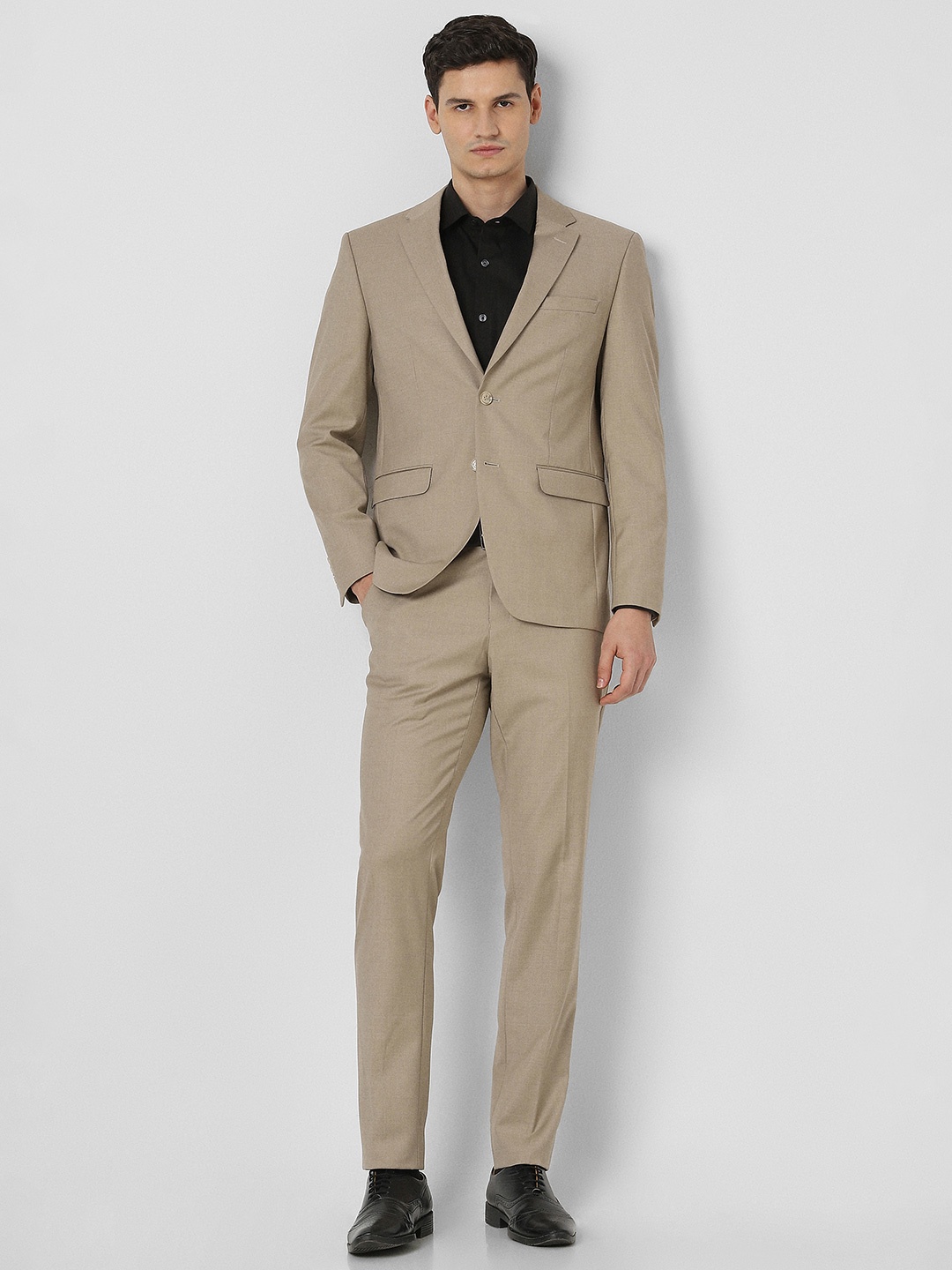

Peter England Self Design Slim-Fit Two-Piece Suit, Beige