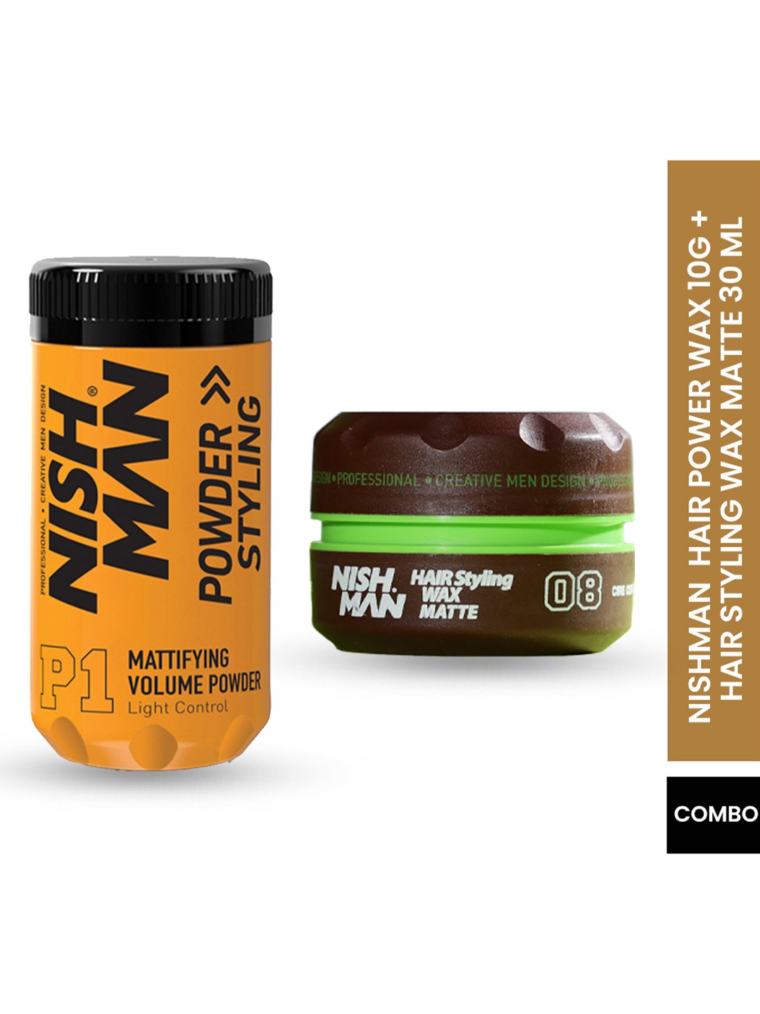 

Nishman Set Of 2 P1 Mattifying Hair Volumizing Powder & Hair Styling Cream Combo, Brown