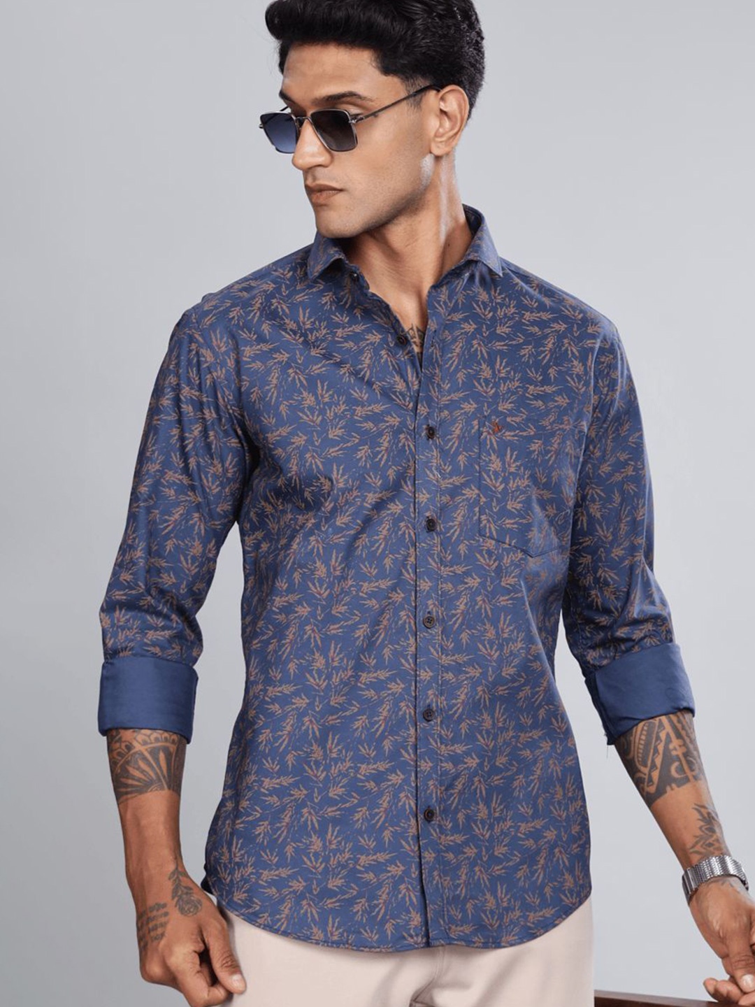 

Blueisland Clothing Men Standard Opaque Printed Formal Shirt, Blue