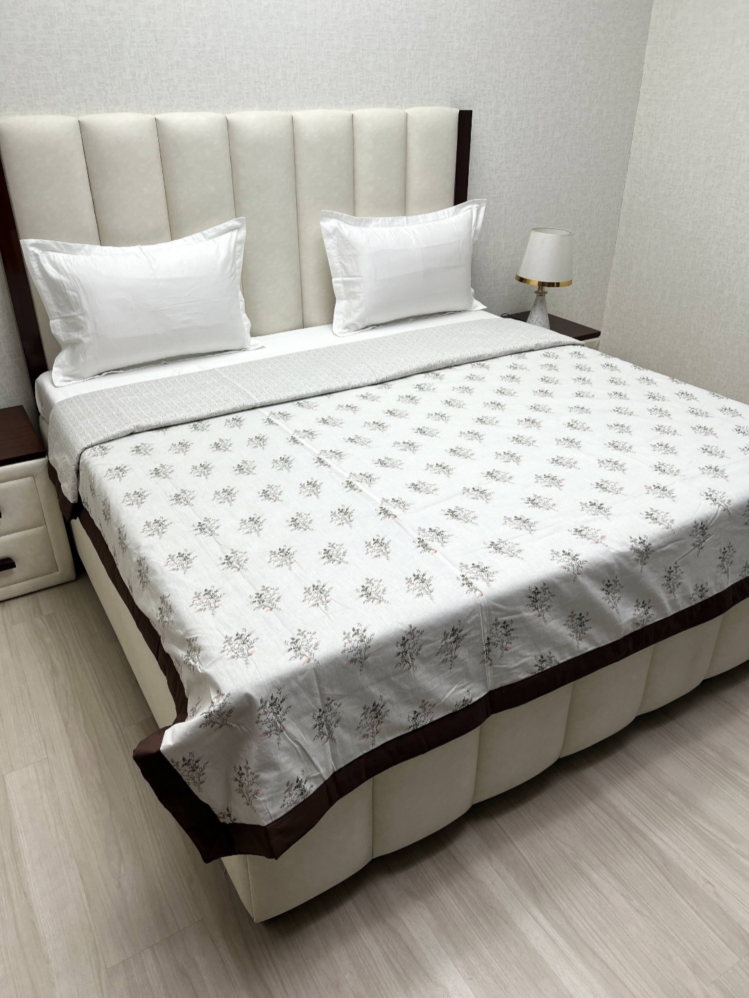 

Pure Decor Brown & White Floral AC Room Double Bed Dohar