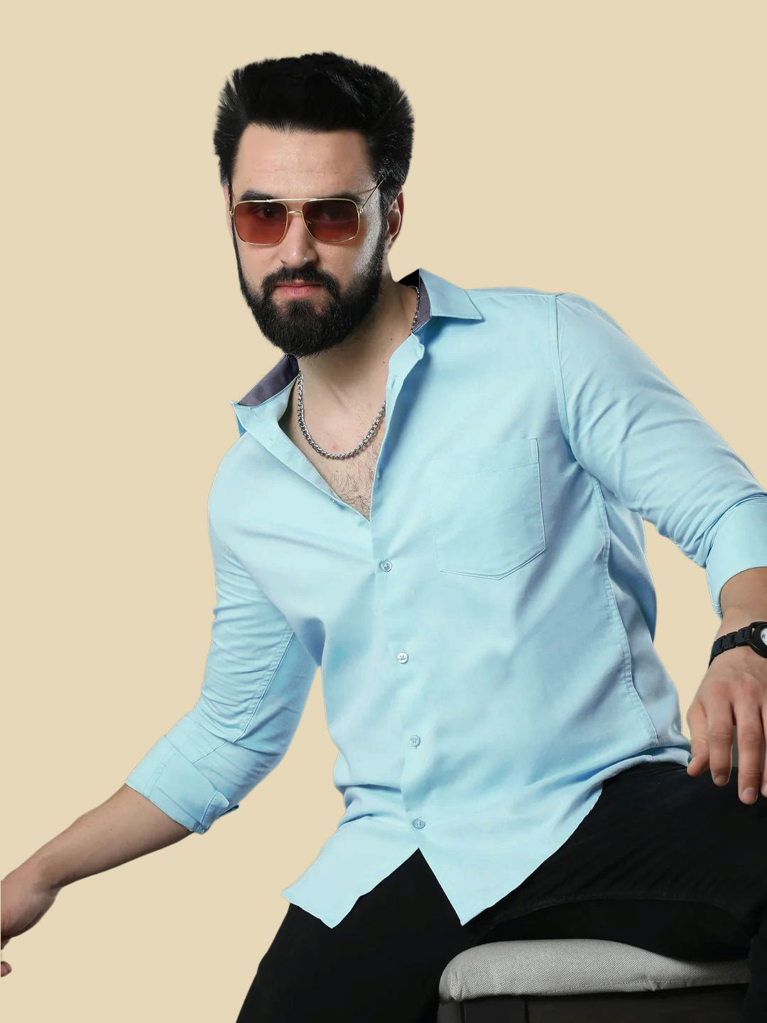 

Moda Rapido Men Standard Opaque Formal Shirt, Turquoise blue