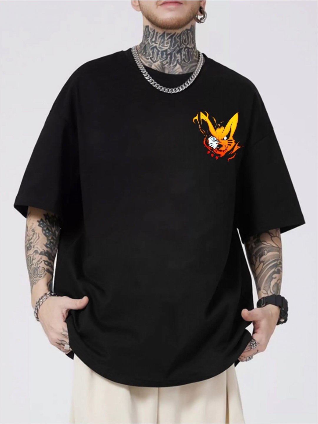 

ZEN1 FASHION Men Printed Abzorb Applique T-shirt, Black