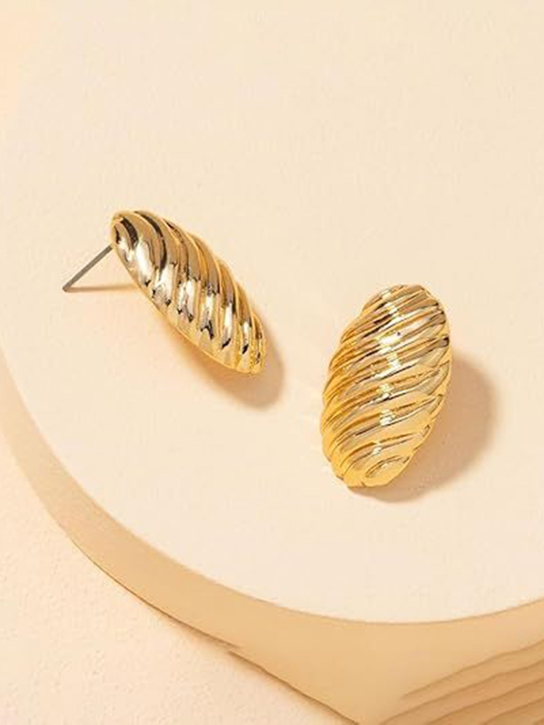 

KRYSTALZ Stainless Steel Gold-Plated Contemporary Shaped Drop Earrings