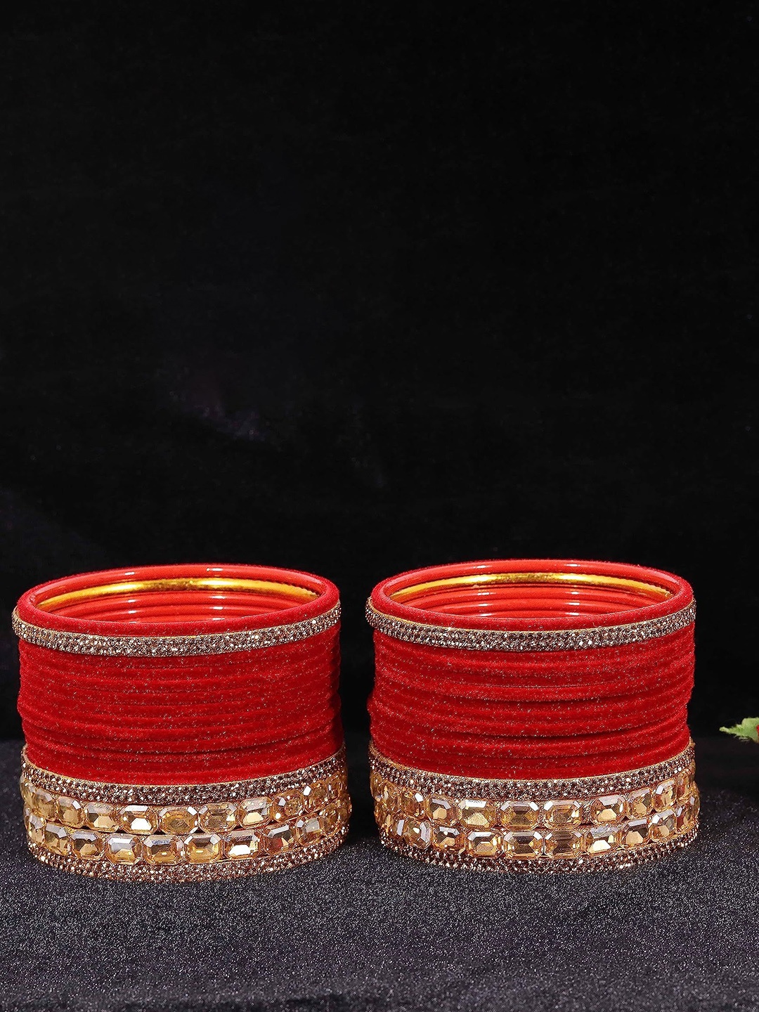 

ZULKA Set Of 68 Gold Plated Stone Studded Bangles