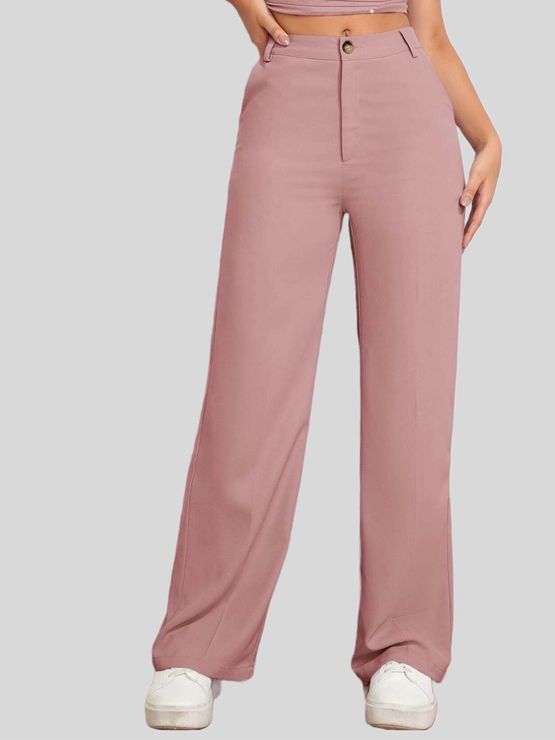 

Chemistry Women Original Straight Fit High-Rise Trousers, Pink