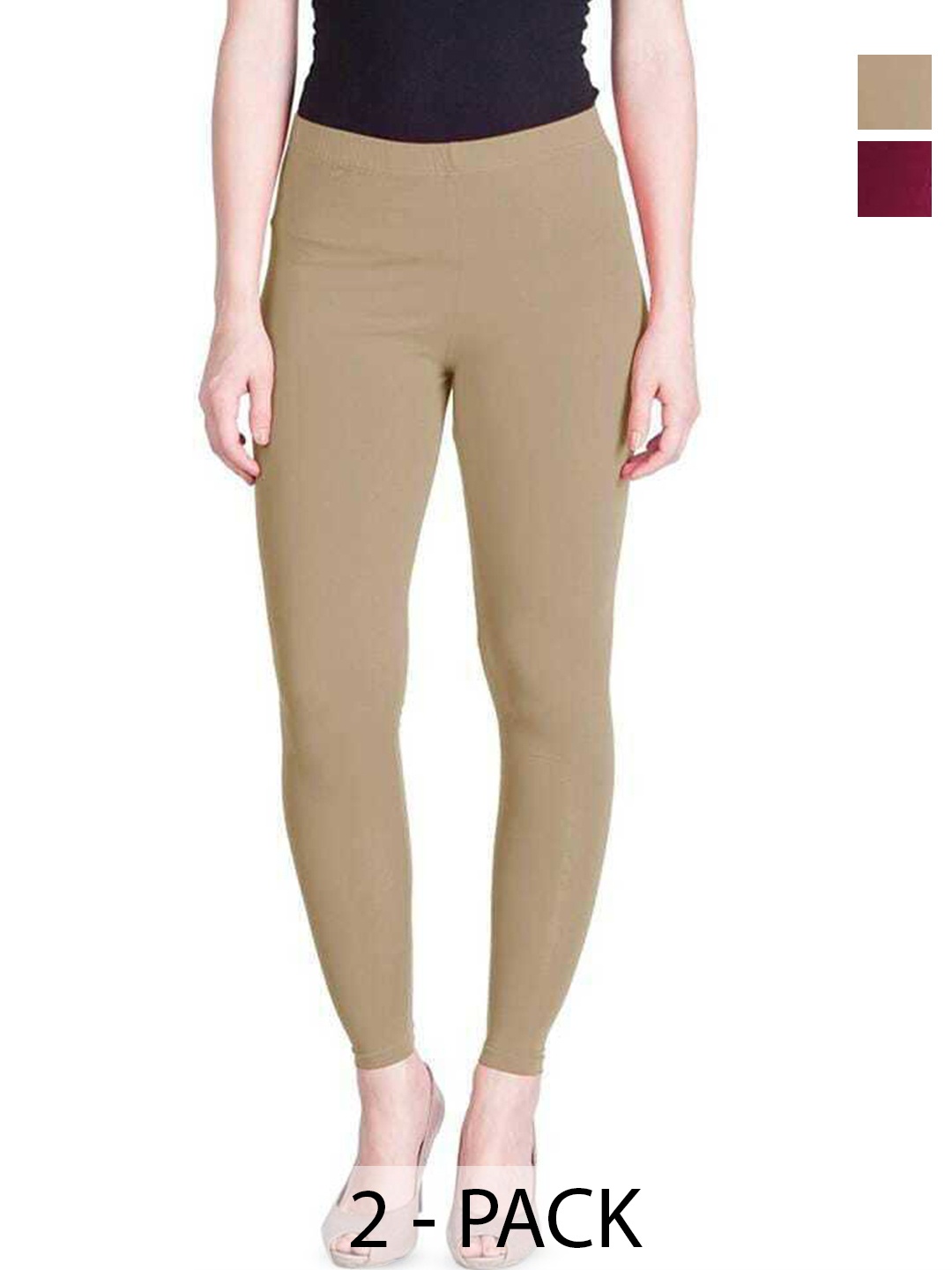 

URBAN KANYA Pack Of 3 Mid-Rise Ankle-Length Leggings, Brown