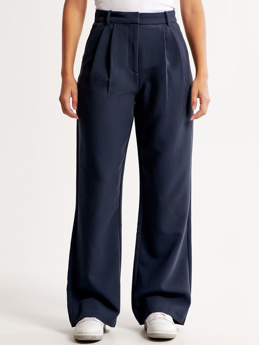 

Chemistry Women High-Rise Wide Leg Trousers, Navy blue